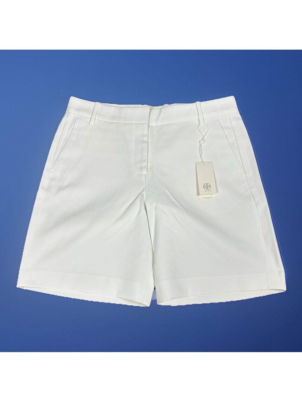 Tory Burch Golf Shorts Womens 8 White Sport Tech Stretch Twill Silk NWT 32” 158$